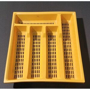VTG MCM Yellow Silverware Drawer Organizer Divided Plastic Mesh Kitchen‎ Tray